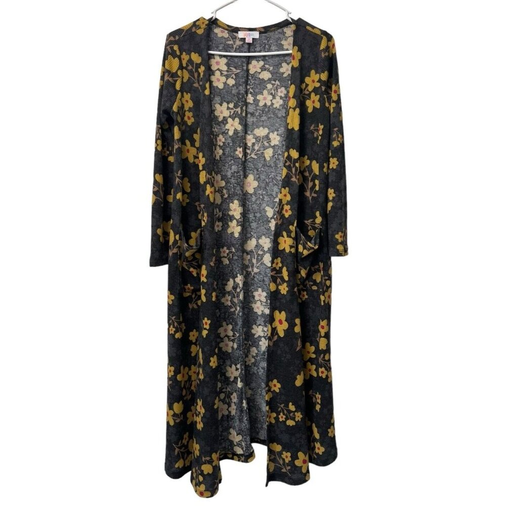 Lularoe Women Size S Cardigan Floral Duster Ribbed Fabric Cottagecore Loungewear